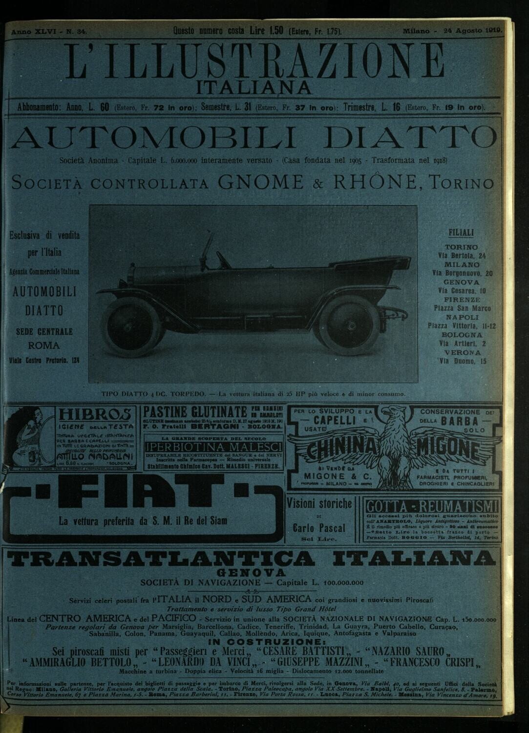L'illustrazione Italiana anno XLVI N.34 del 1919