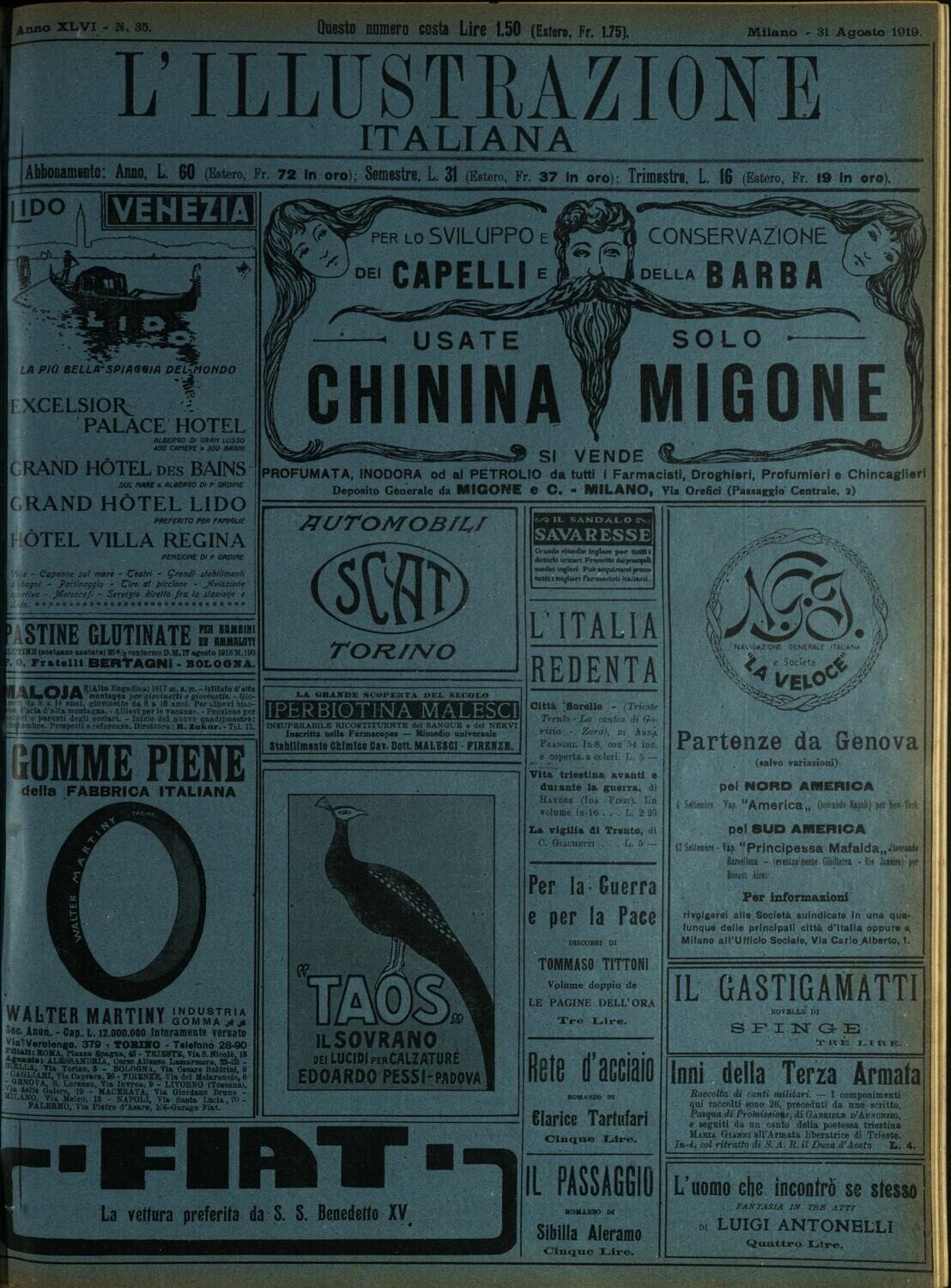 L'illustrazione Italiana anno XLVI N.35 del 1919