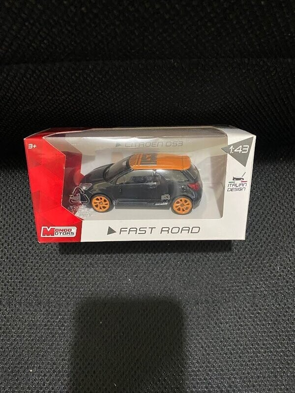 mondo motors 1/43 - citroen ds3 nera arancio con scritta argento ds3