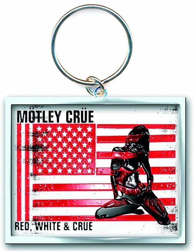 Motley Crue Enamel Keychain Red White & Crue
