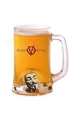 V for Vendetta Beer Glass 3D Rotating Mask