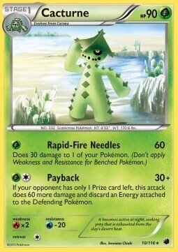 Carta pokemon Cacturne (PLF 10)-GLACIAZIONE PLASMA-lingua ITA- condizione GD REVERSE HOLO