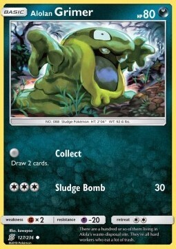Carta pokemon Alolan Grimer (UNM 127)-UNIFIED MINDS-C - lingua ITA-condizione EX