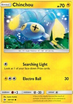 Carta pokemon Chinchou (SUM 49)-SOLE E LUNA-C - lingua ITA-condizione NM