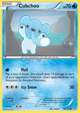Carta pokemon Cubchoo (PLS 40)-URAGANO PLASMA-C - lingua ITA-condizione EX