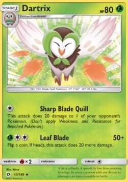 Carta pokemon Dartrix (SUM 10)-SOLE E LUNA-U - lingua ITA-condizione NM
