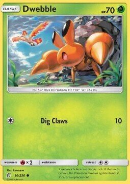 Carta pokemon Dwebble (UNM 10)-UNIFIED MINDS-C - lingua ITA-condizione EX