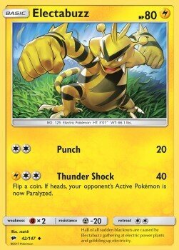 Carta pokemon Electabuzz (BUS 42)-OMBRE INFUOCATE-U - lingua ITA-condizione NM