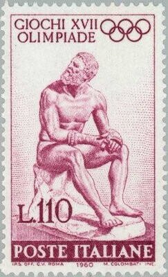 Francobollo - Usato - Italia - 1960 - Roman Boxer - Giochi olimpici 1960 - Roma - ₤ - Italia - lira 110