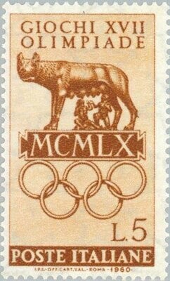 Francobollo - Usato - Italia - 1960 - She-wolf of Rome - Giochi olimpici 1960 - Roma - ₤ - Italia - lira 5