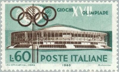 Francobollo - Usato - Italia - 1960 - Sports Hall - Giochi olimpici 1960 - Roma - ₤ - Italia - lira 60