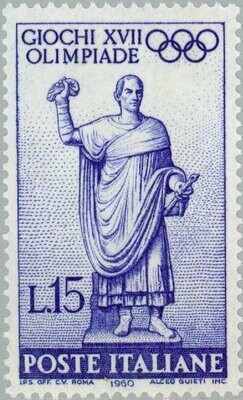 Francobollo - Usato - Italia - 1960 - Roman senator - Giochi olimpici 1960 - Roma - ₤ - Italia - lira 15