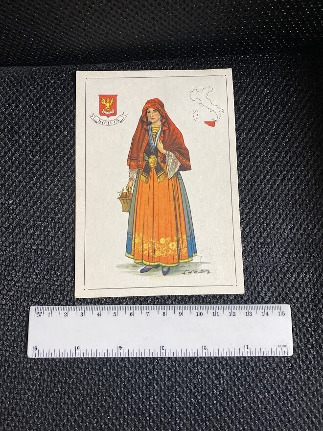 Cartolina Formato Grande Costume regionale Sicilia Non Viaggiata 1962-colori