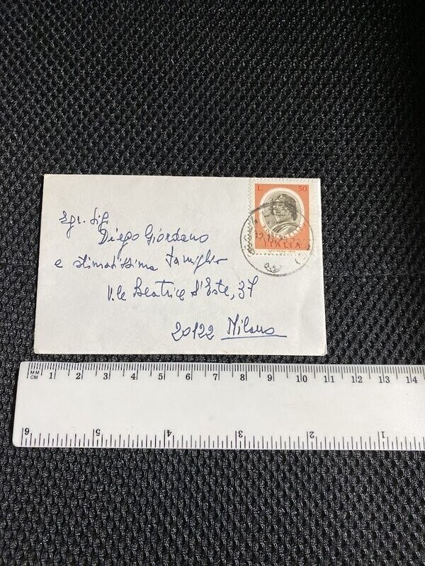 Busta con francobollo L.50 Botticelli 1973 Rep. Italiana -