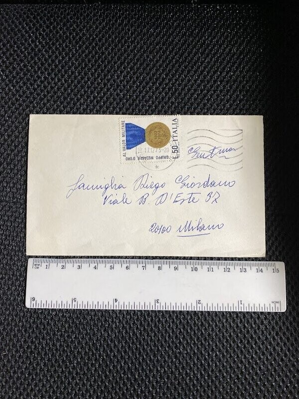 Busta con francobollo L.50 Medaglia d'oro al valore militare  1973 Rep.Italiana -