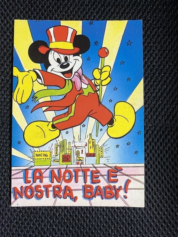 Cartolina Augurale "La notte è nostra, baby!" Topolino - colori