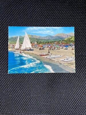 Cartolina Formato Grande Forte dei Marmi (LU) Spiaggia Viaggiata 1969-colori