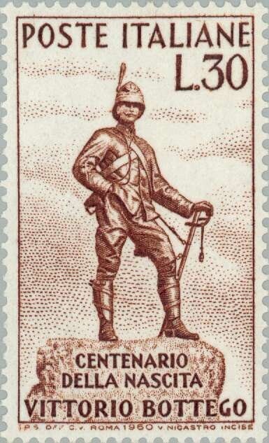 Francobollo - Usato - Italia - 1960 - Centenary of the birth of Vittorio Bottego - Vittorio Bottego - ₤ - Italia - lira 30