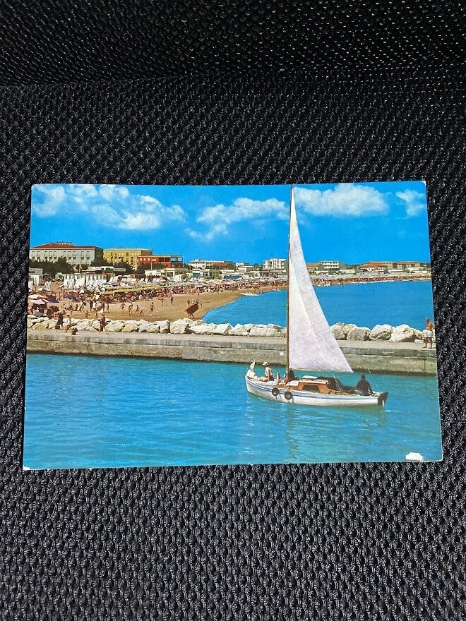 Cartolina Formato Grande Cesenatico (FC) Molo di Ponente Viaggiata 1968-colori