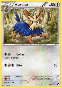Carta pokemon Herdier (BLW 82)-Nero e Bianco-U - lingua ITA-condizione EX