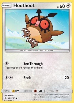 Carta pokemon Hoothoot (BUS 106)-Ombre Infuocate-C - lingua ITA-condizione NM