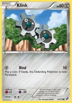 Carta pokemon Klink (BLW 74)-Nero e Bianco-C - lingua ITA-condizione EX