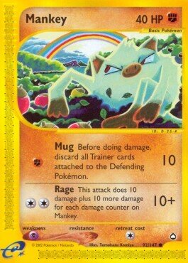 Carta pokemon Mankey (AQ 92)-Aquapolis-C - lingua EN-condizione EX