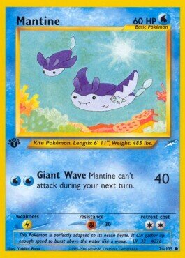 Carta pokemon Mantine (NDE 74)-Neo Destiny-C - lingua ITA-condizione EX