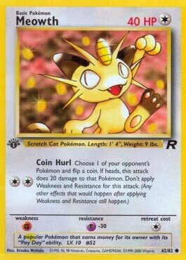 Carta pokemon Meowth (TR 62)-Team Rocket-C - lingua ITA-condizione PO