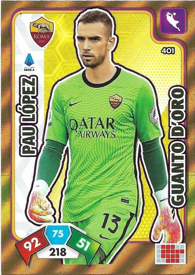Trading card Adrenalyne 2020-21 - N°401 Pau Lopez Guanto d'oro Roma