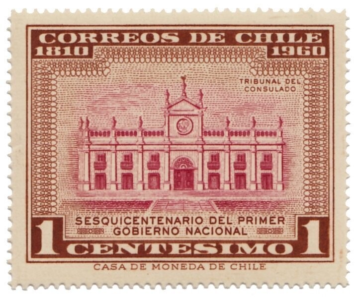 Francobollo - Cile - Palace of Justice - 1 C - 1962 - Usato