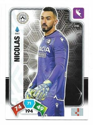 Trading card Adrenalyne 2020-21 - N°218 Nicolas   Udinese