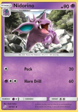 Carta pokemon Nidorino (TEU 58)-Team Up-U - lingua ITA-condizione EX