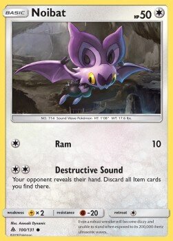 Carta pokemon Noibat (FLI 100)-Forbidden Light-C - lingua ITA-condizione NM