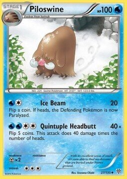 Carta pokemon Piloswine (PLS 27)-Uragano Plasma-U - lingua ITA-condizione EX