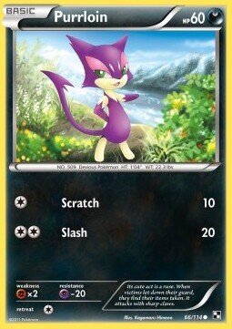 Carta pokemon Purrloin (BLW 66)-Nero e Bianco-C - lingua ITA-condizione EX