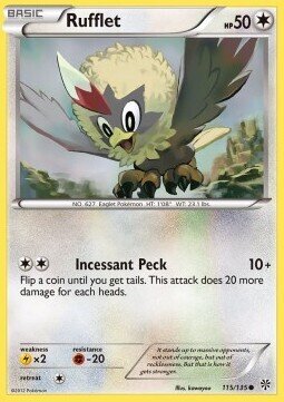 Carta pokemon Rufflet (PLS 115)-Uragano Plasma-C - lingua ITA-condizione EX