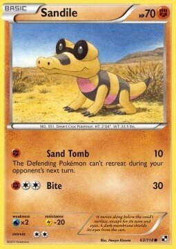 Carta pokemon Sandile (BLW 63)-Nero e Bianco-C - lingua ITA-condizione EX
