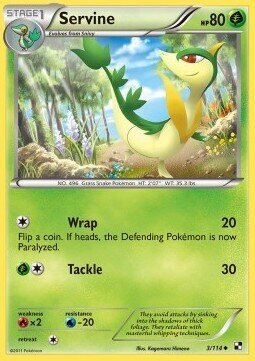 Carta pokemon Servine (BLW 3)-Nero e Bianco-U - lingua ITA-condizione EX