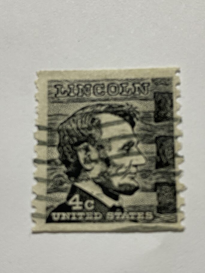 Francobollo - Stati Uniti -Abraham Lincoln President of the U.S.A.-4 C-1966 Usato Non dent. oriz.