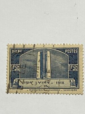 Francobollo - Francia - Canadian Vimy Monument - 1,50 FR - 1936 -Usato