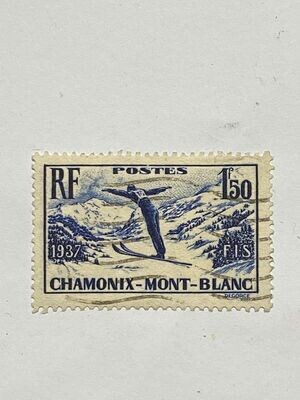 Francobollo - Francia - Chamonix-Mont-Blanc F.I.S. - 1,50 FR - 1937 -Usato