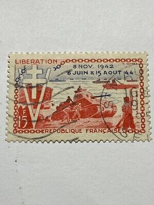 Francobollo - Francia - 10th anniversary of D-day - 15 FR - 1954 - Usato