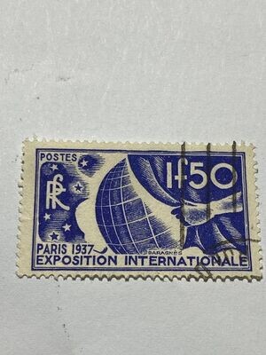 Francobollo - Francia - Globe - 1,50 FR - 1936 - Usato