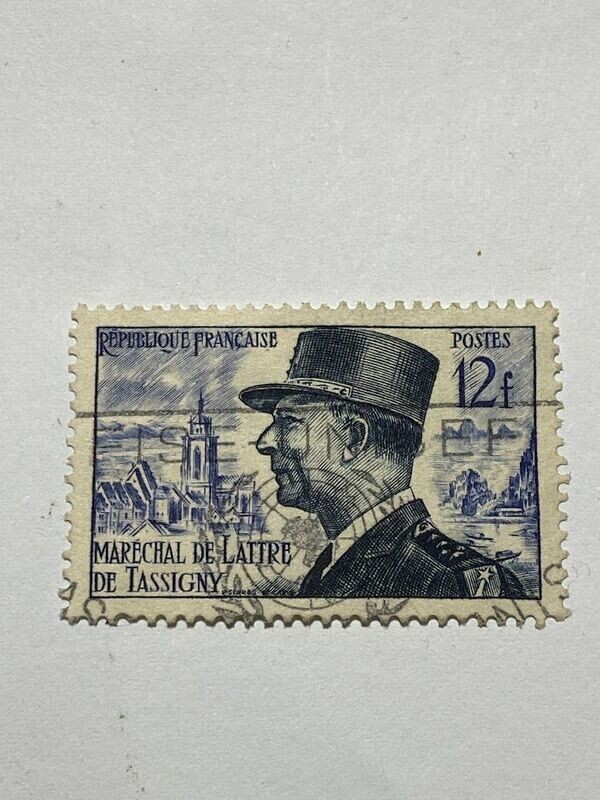 Francobollo - Francia - Marshal de Lattre de Tassigny - 12 FR - 1954 - Usato