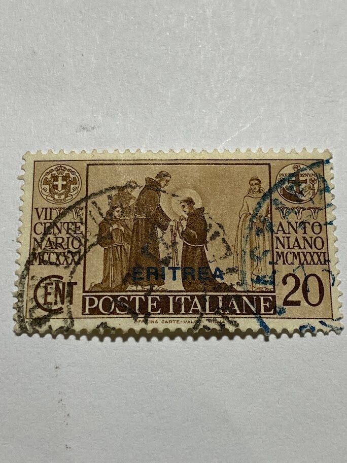 Francobollo - Eritrea - Sant. Antonio da padova sovr. ERITREA - 20 C - 1931 -Usato