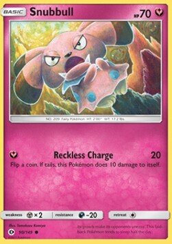 Carta pokemon Snubbull (SUM 90)-Sole e Luna-C - lingua ITA-condizione NM