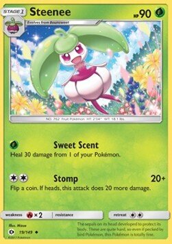 Carta pokemon Steenee (SUM 19)-Sole e Luna-U - lingua ITA-condizione NM