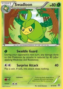 Carta pokemon Swadloon (PLS 9)-Uragano Plasma-U - lingua ITA-condizione EX reverse holo
