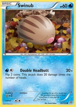 Carta pokemon Swinub (PLS 26)-Uragano Plasma-C - lingua ITA-condizione EX